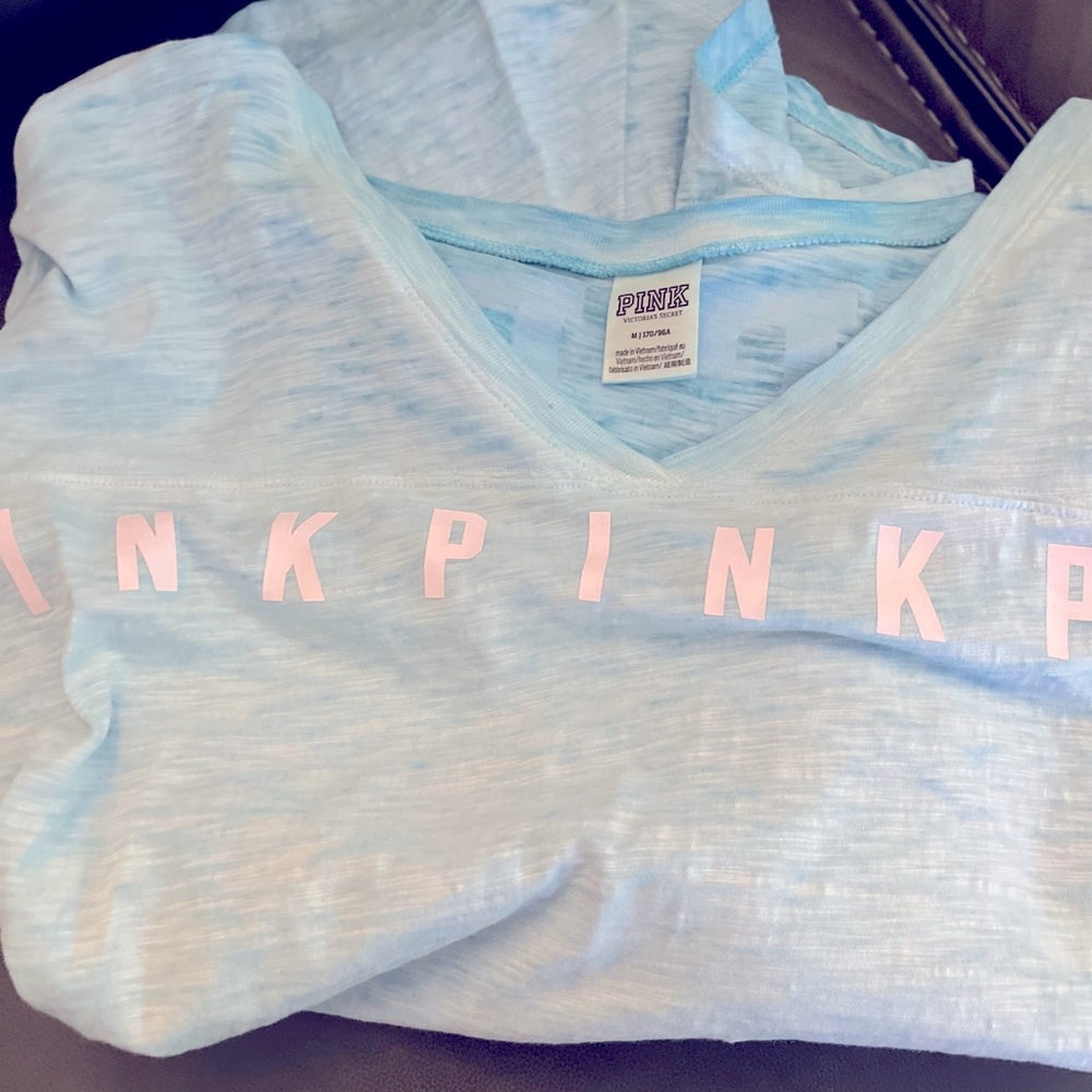 Light blue green pink shirt, great shape